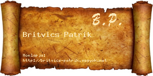 Britvics Patrik névjegykártya
